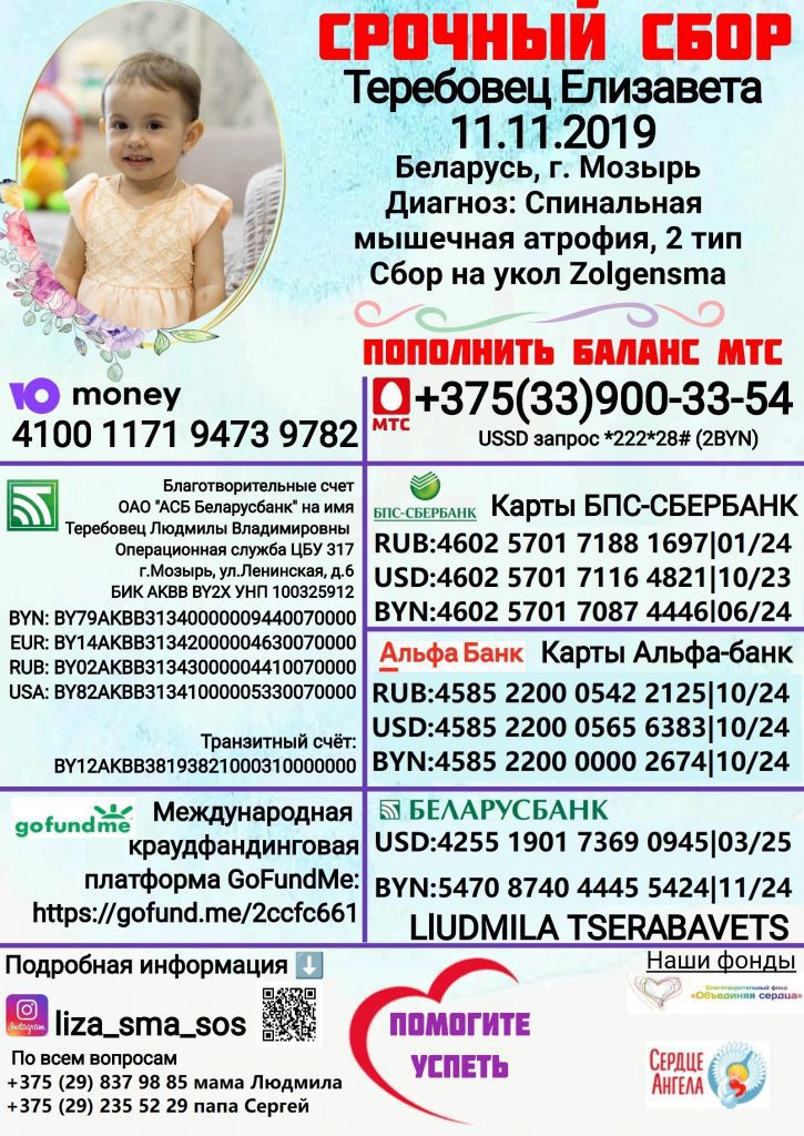 Объявлен срочный сбор средств для Елизаветы Теребовец
