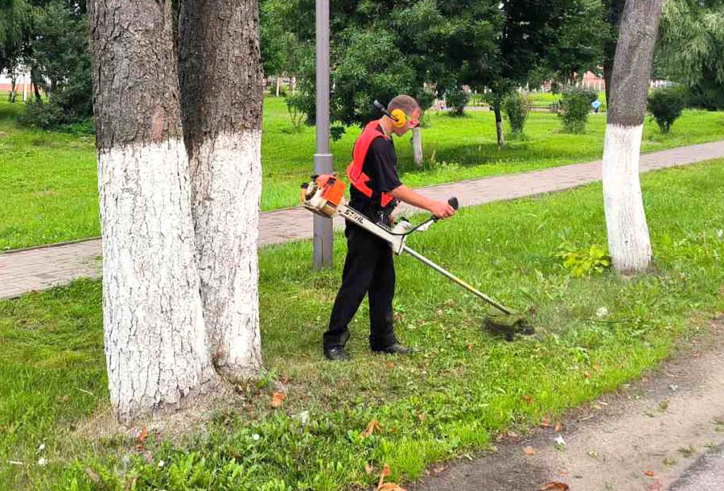 Работники райбольницы занимаются благоустройством территории в Климовичах